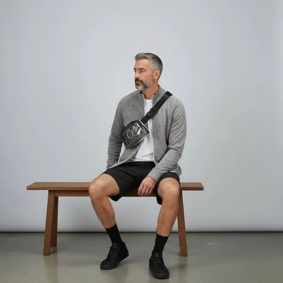 Lululemon Everywhere Black Clear Bag 1L Transparent Crossbody Waist Belt Bag NWT - Picture 2 of 4